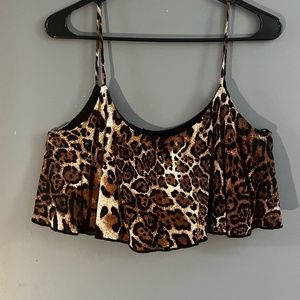 Forever 21 Flowing Spaghetti-strap Cheetah Print Night Out Crop Top (M)